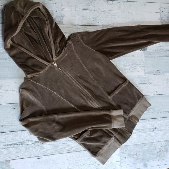 Juicy Couture Vintage Women's Velour Hooded Jogger 2 Piece Top Pants